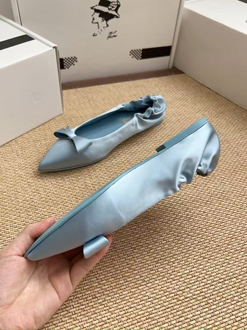 25fw new bow pointed flat shoes
