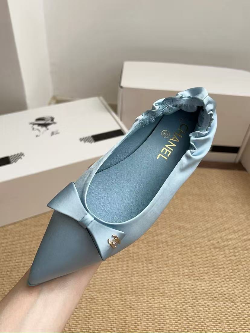 25fw new bow pointed flat shoes