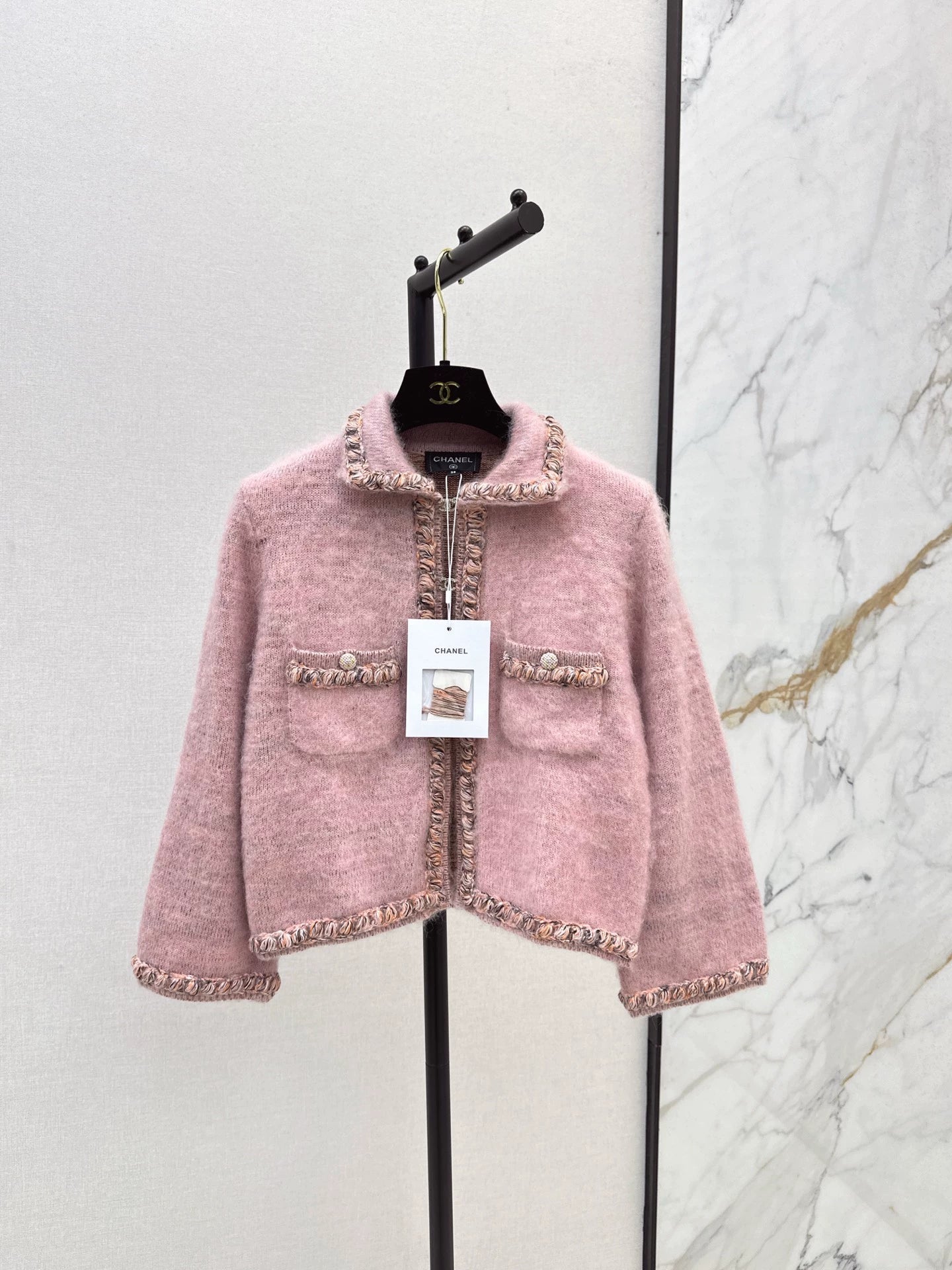 25fw new woven edge knitted cardigan