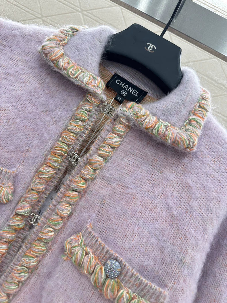 25fw new woven edge knitted cardigan