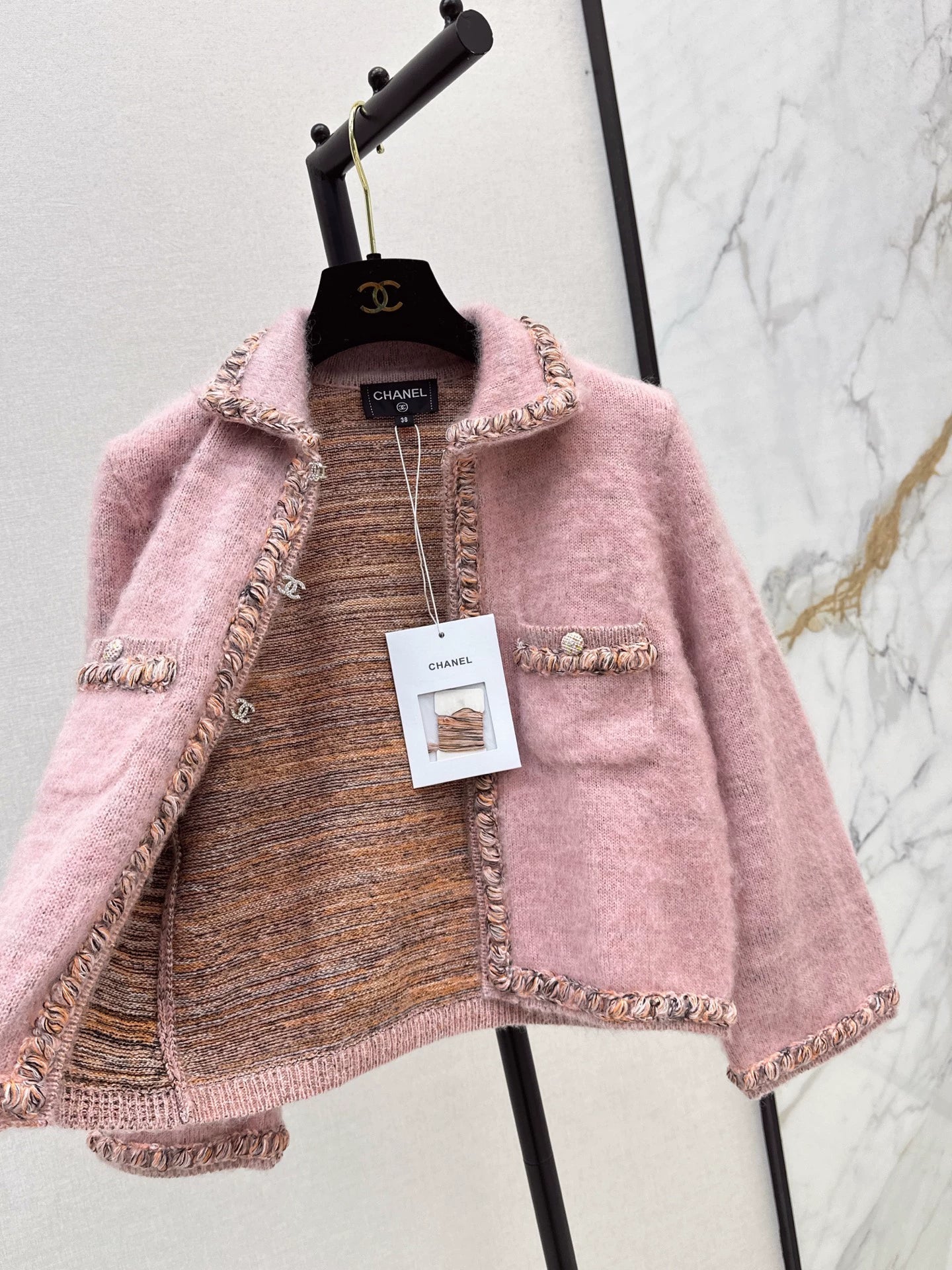 25fw new woven edge knitted cardigan