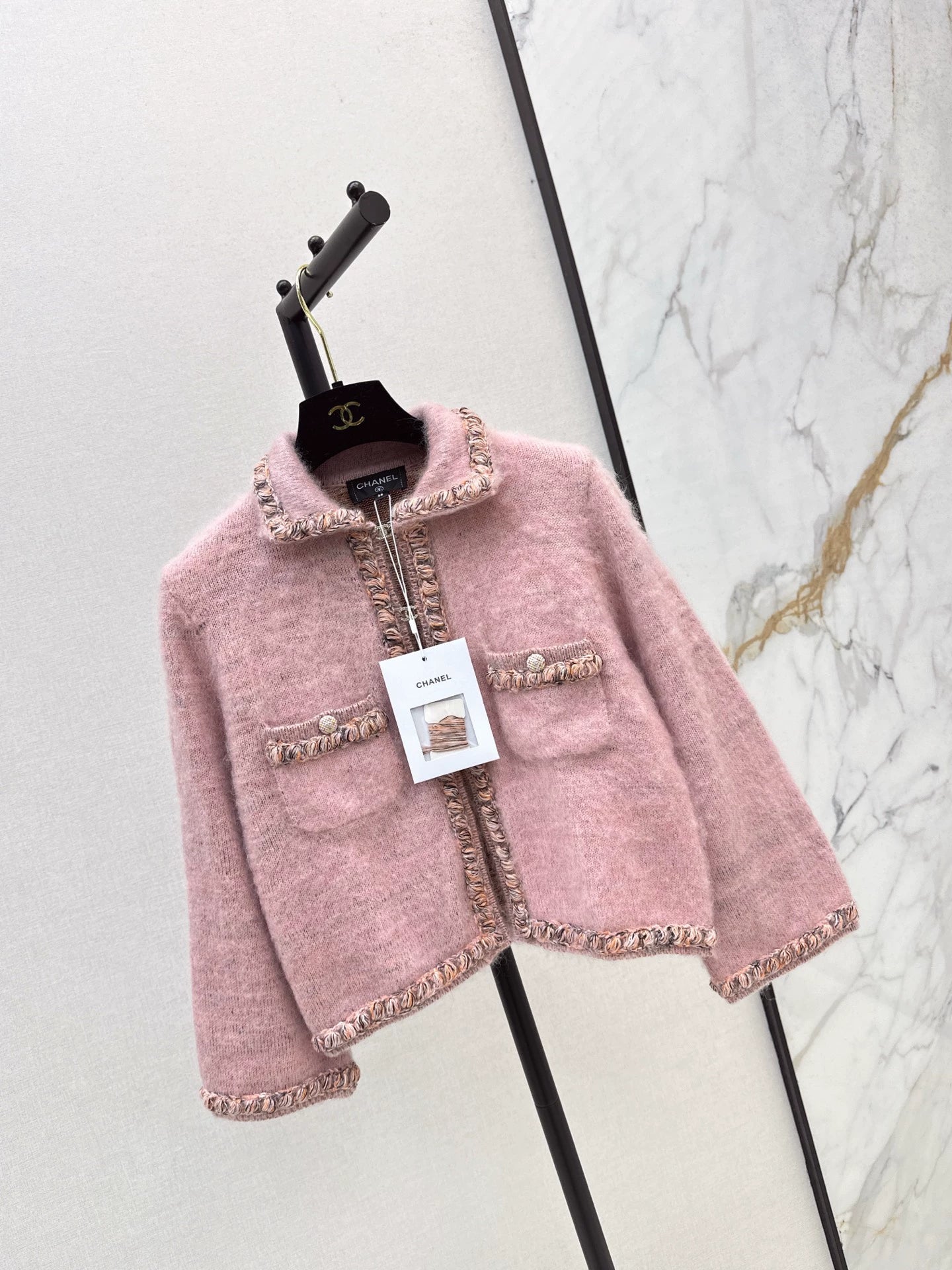 25fw new woven edge knitted cardigan