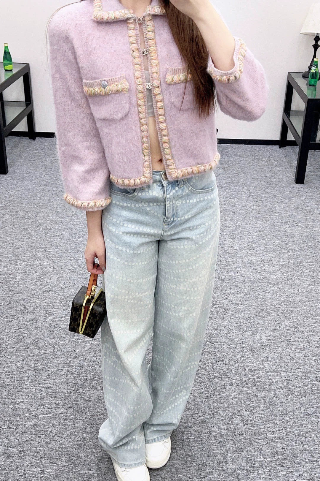 25fw new woven edge knitted cardigan