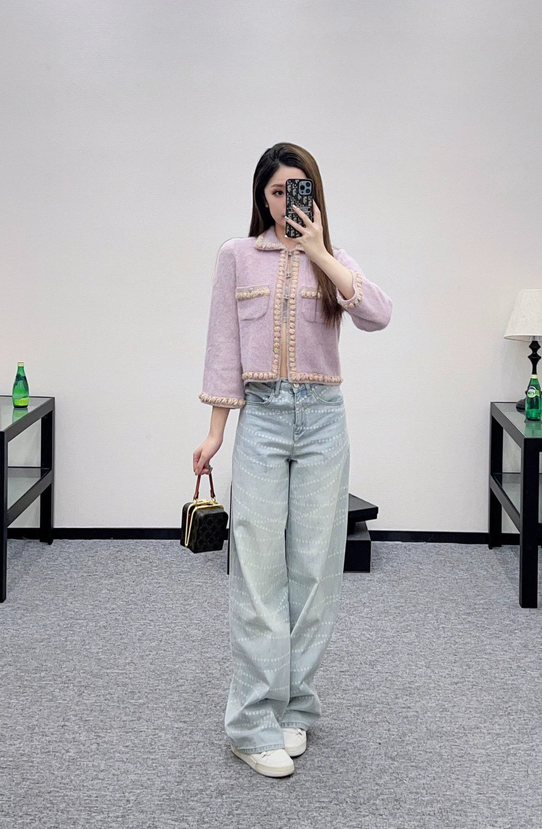 25fw new woven edge knitted cardigan