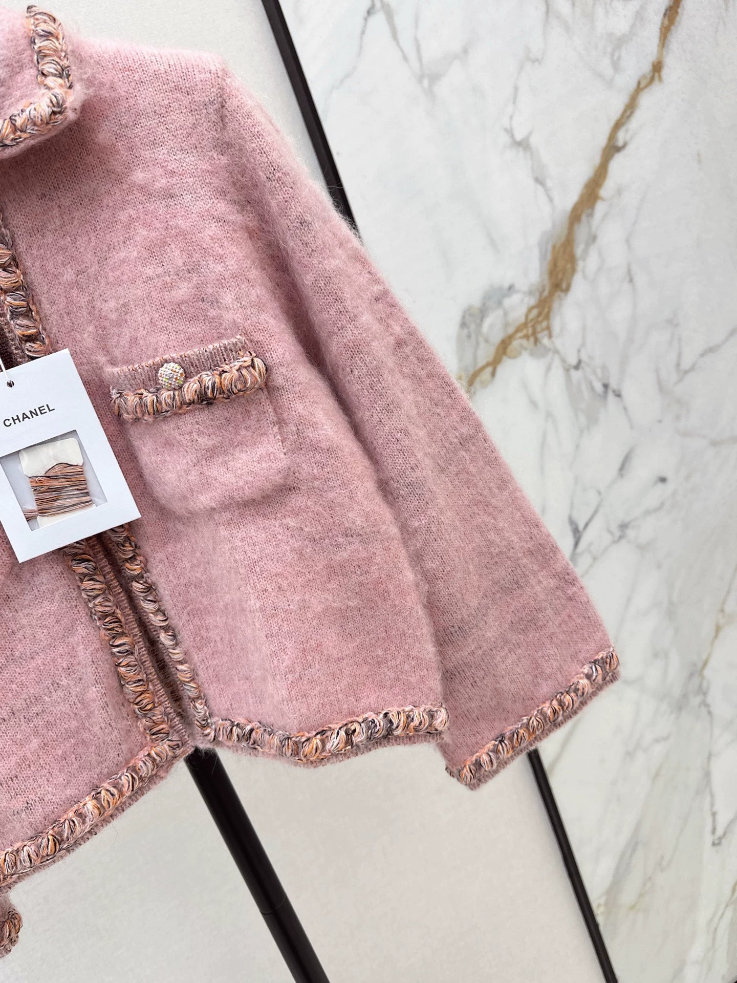 25fw new woven edge knitted cardigan