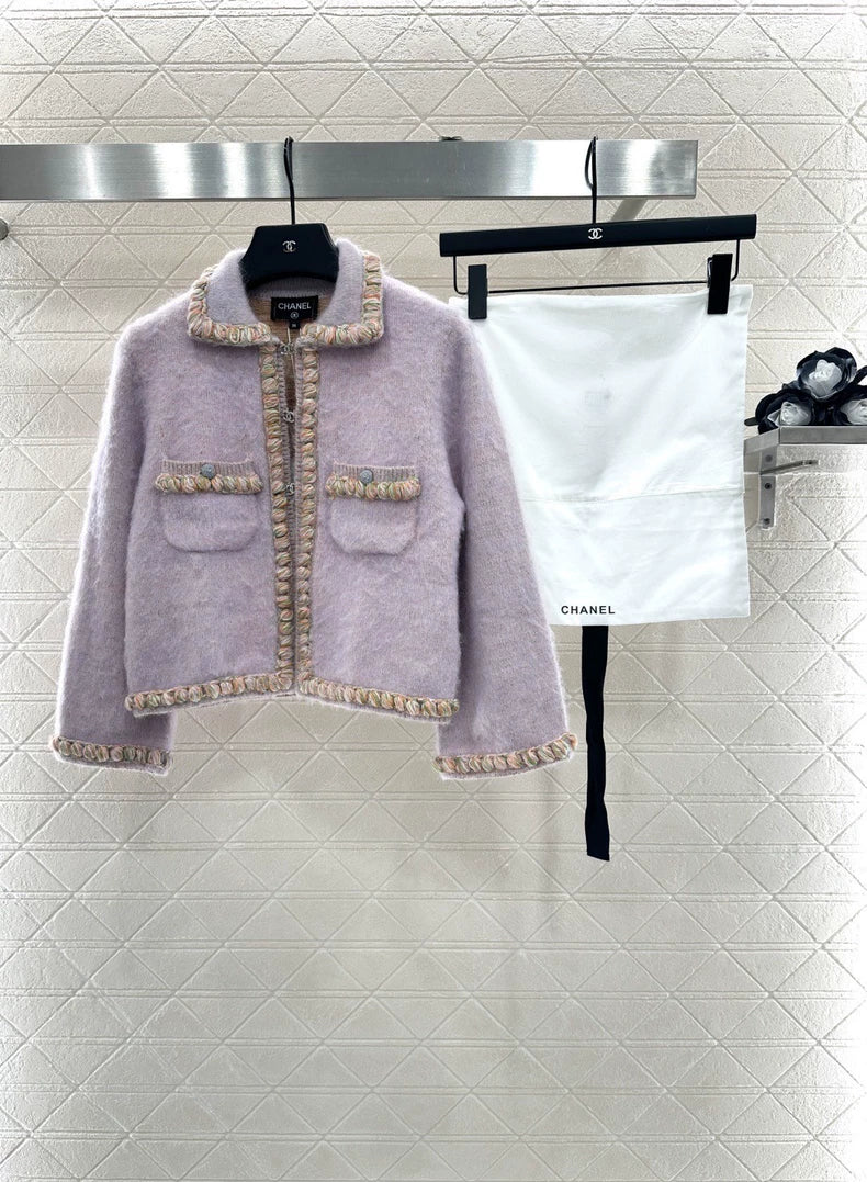 25fw new woven edge knitted cardigan