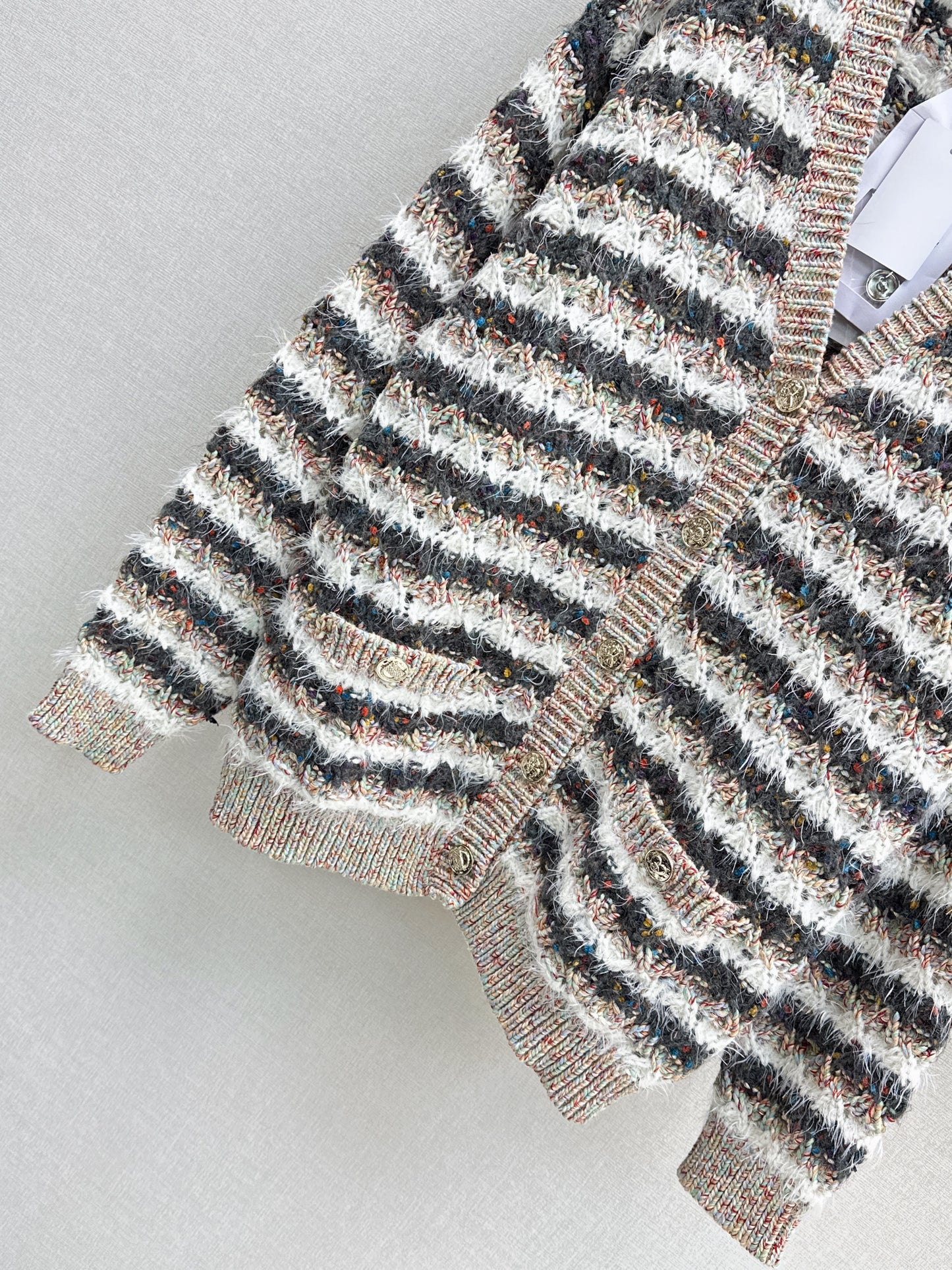 25fw new striped knitted cardigan + hip skirt suit