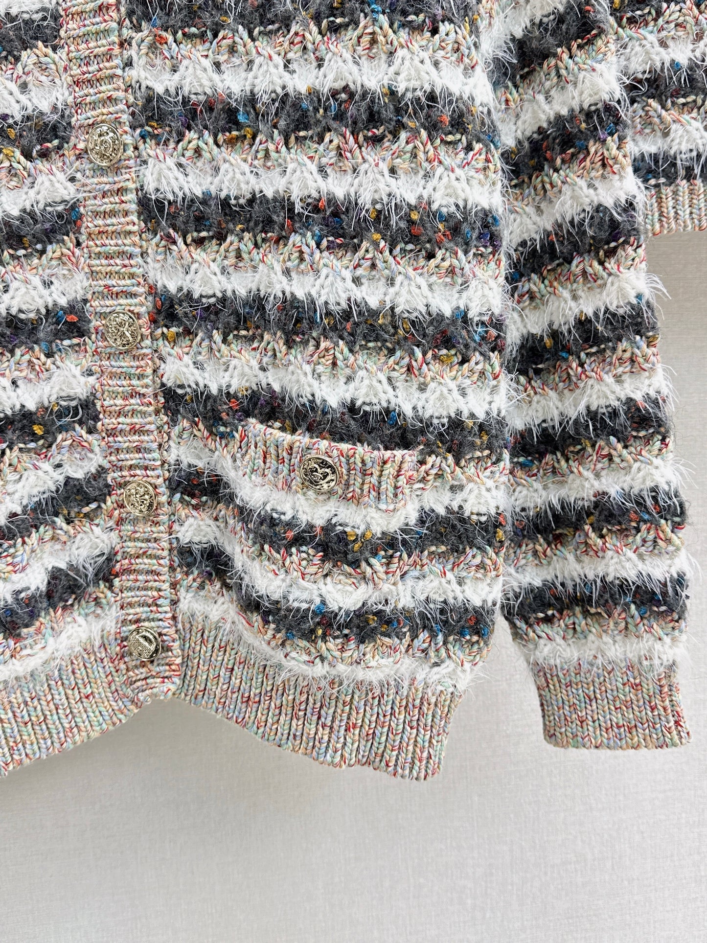 25fw new striped knitted cardigan + hip skirt suit