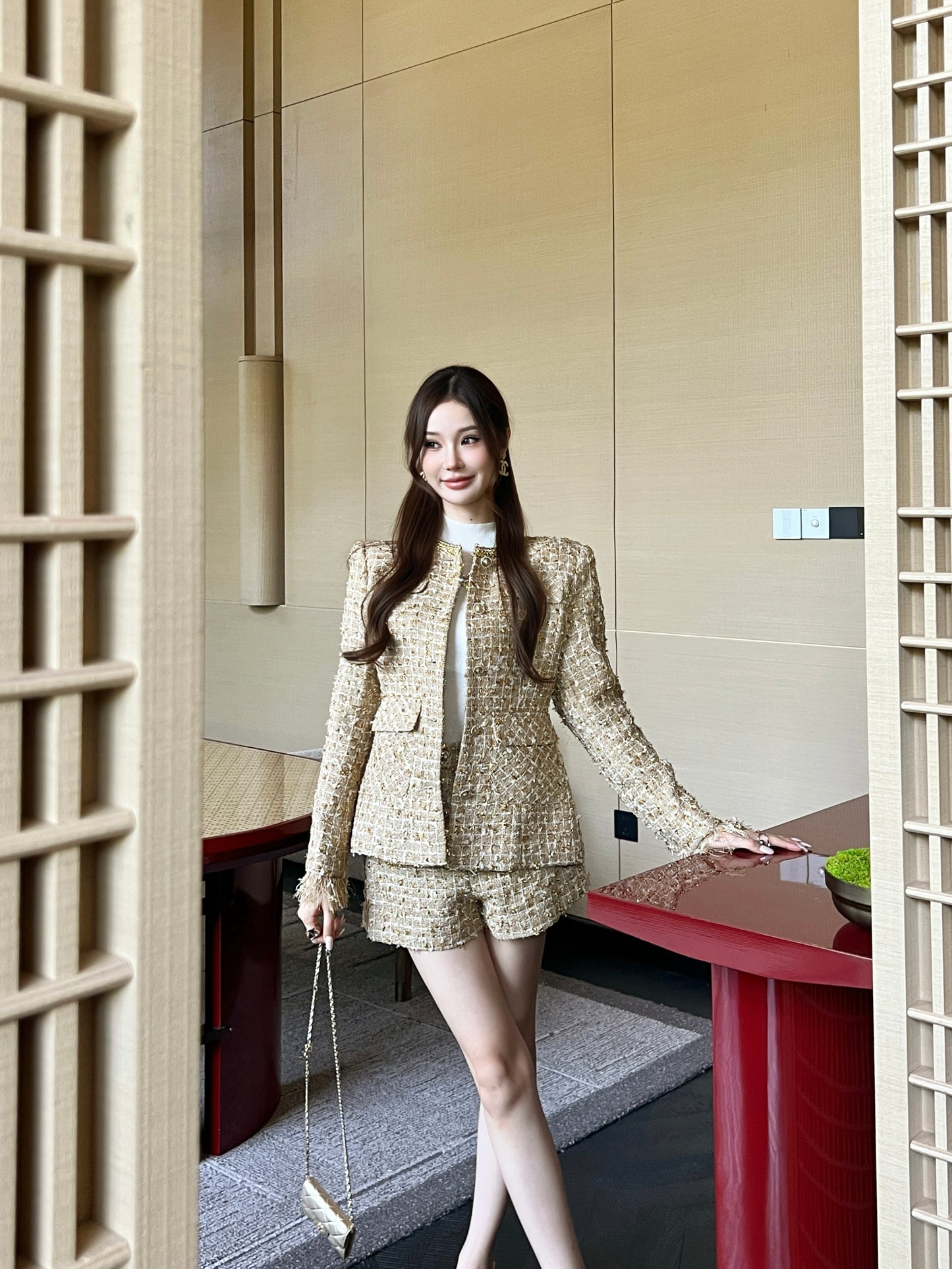 25fw new tweed woven suit
