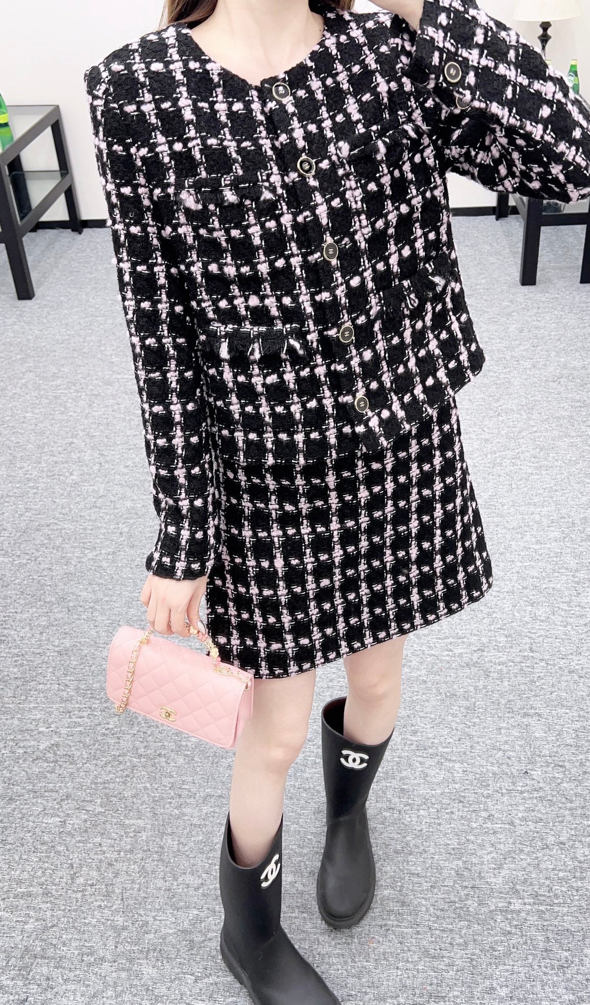 25fw new tassel woven jacket skirt suit
