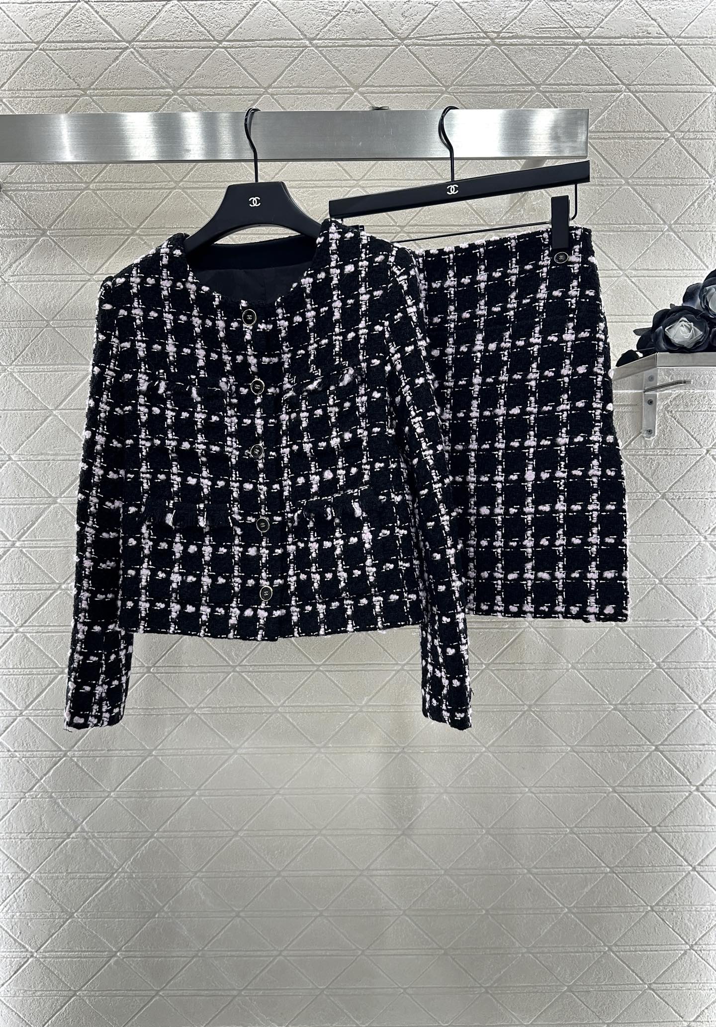 25fw new tassel woven jacket skirt suit