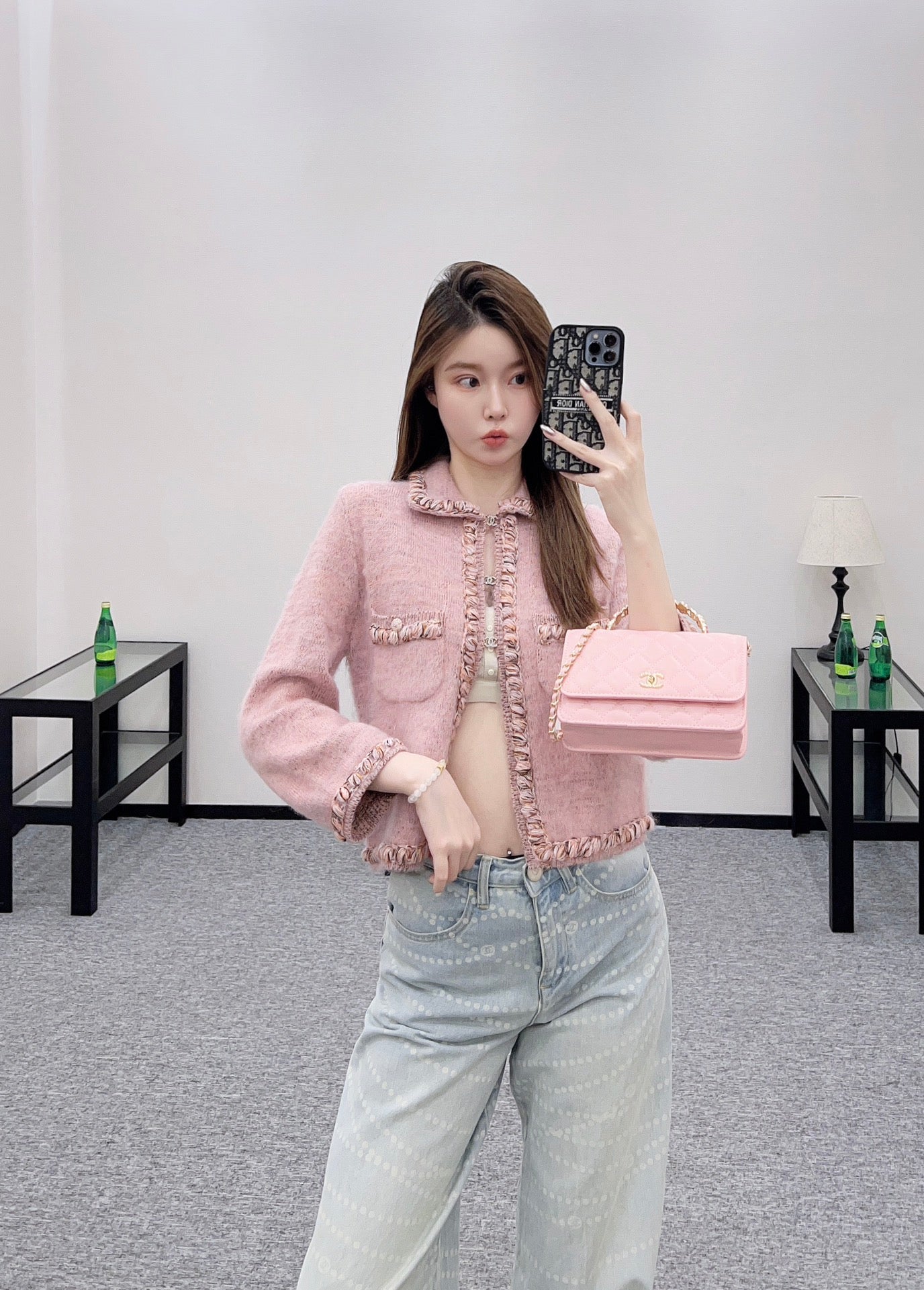 25fw new woven edge knitted cardigan