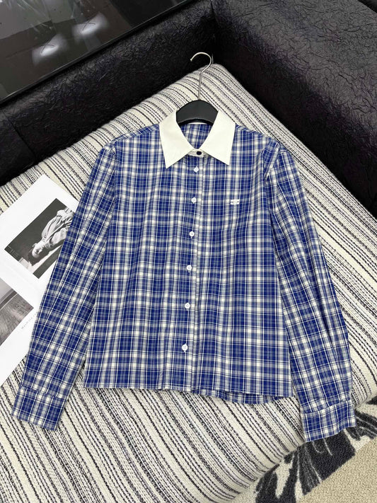 2025 Early Autumn New Plaid Lapel Embroidered Shirt