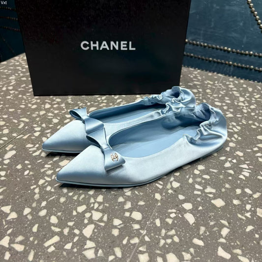 25fw new bow pointed flat shoes