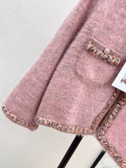 25fw new woven edge knitted cardigan