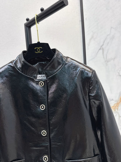 25fw new stand-up collar lambskin jacket