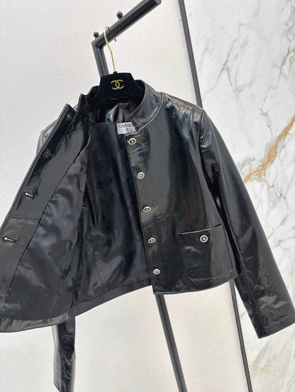 25fw new stand-up collar lambskin jacket