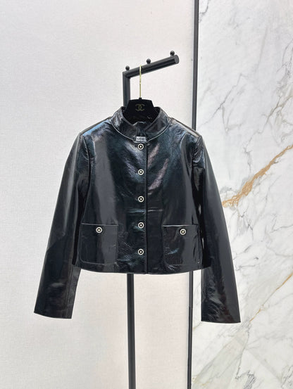 25fw new stand-up collar lambskin jacket
