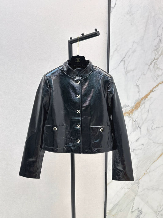 25fw new stand-up collar lambskin jacket