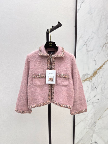 25fw new woven edge knitted cardigan