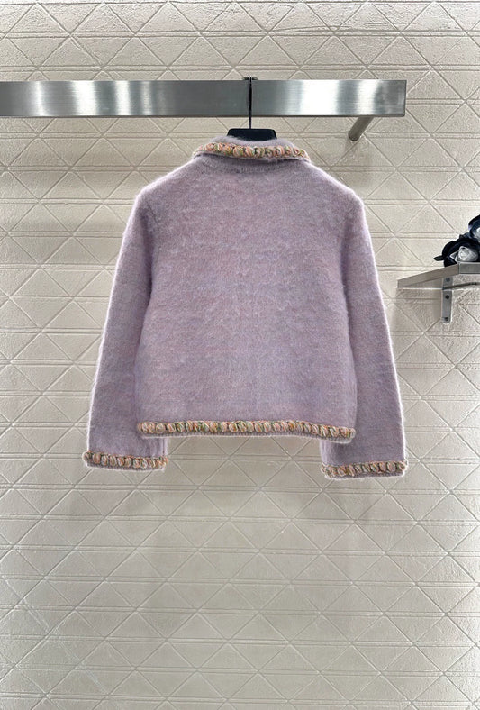 25fw new woven edge knitted cardigan