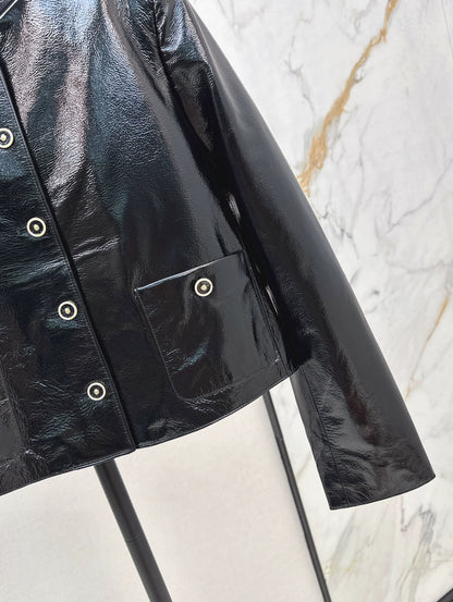 25fw new stand-up collar lambskin jacket