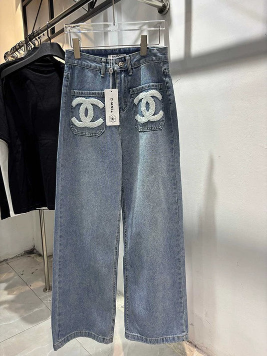 2025ssx new towel embroidery denim straight pants