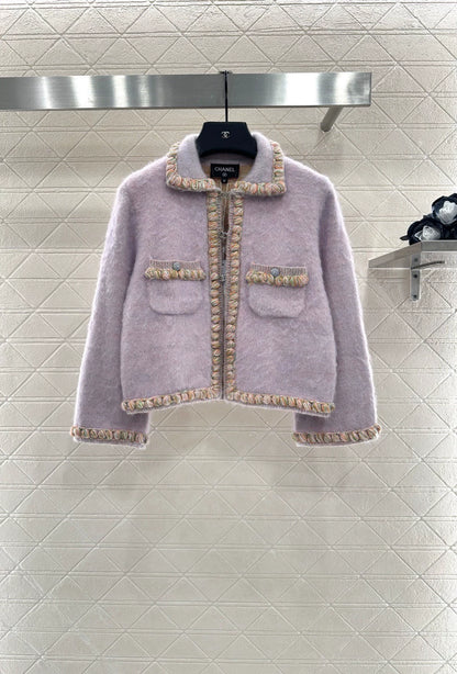 25fw new woven edge knitted cardigan