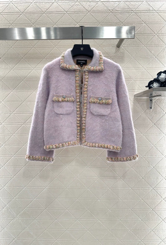 25fw new woven edge knitted cardigan