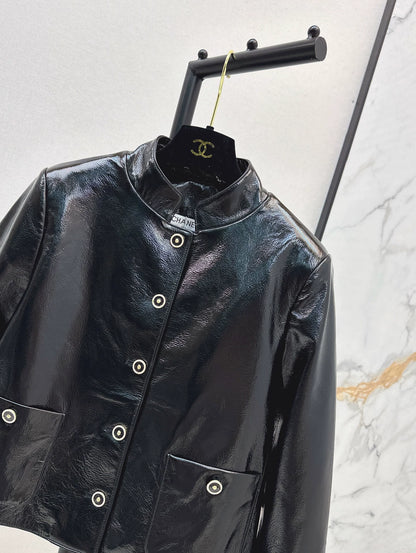 25fw new stand-up collar lambskin jacket