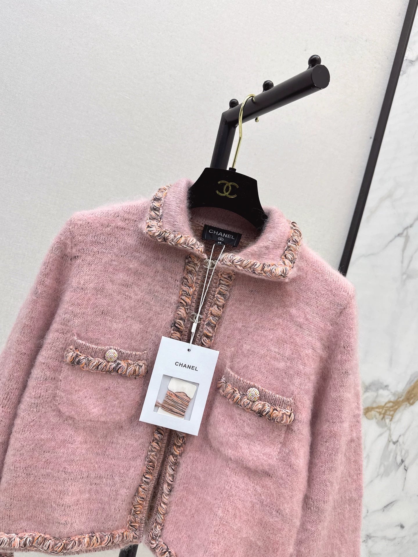 25fw new woven edge knitted cardigan