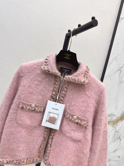 25fw new woven edge knitted cardigan