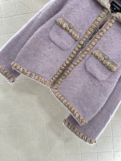 25fw new woven edge knitted cardigan