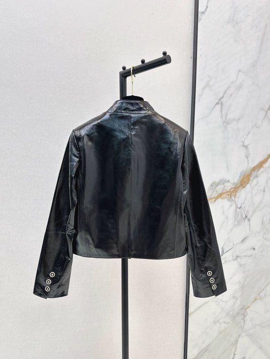 25fw new stand-up collar lambskin jacket