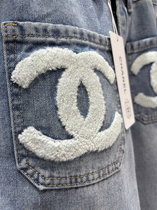 2025ssx new towel embroidery denim straight pants