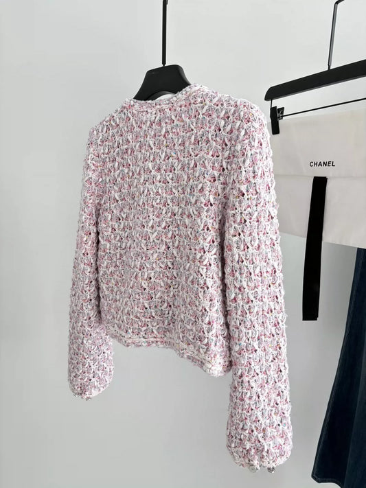25 new knitted sequined patchwork jacket