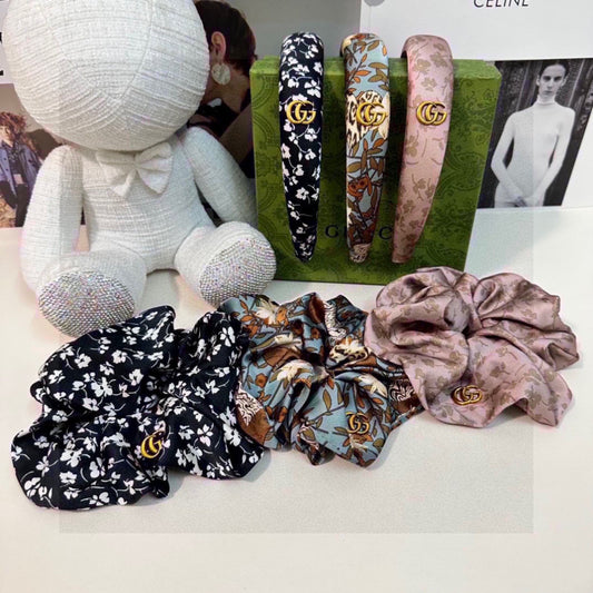Classic floral headband + hairband two-piece set