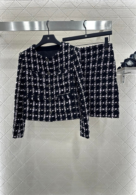 25fw new tassel woven jacket skirt suit