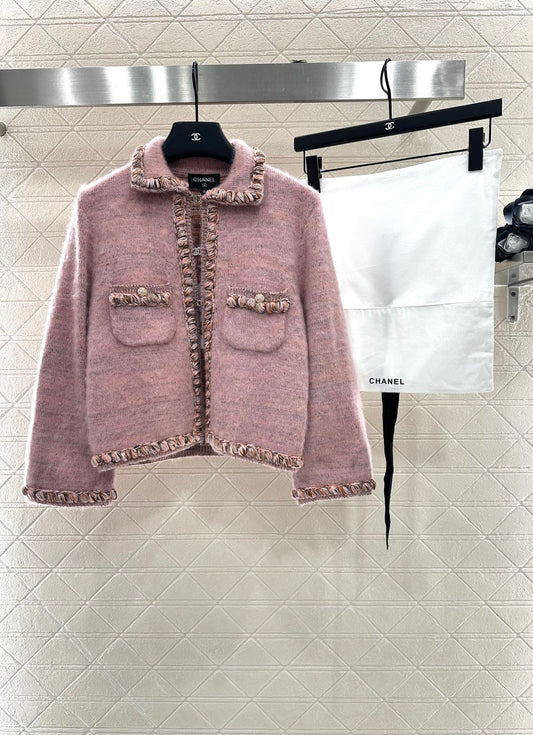 25fw new woven edge knitted cardigan