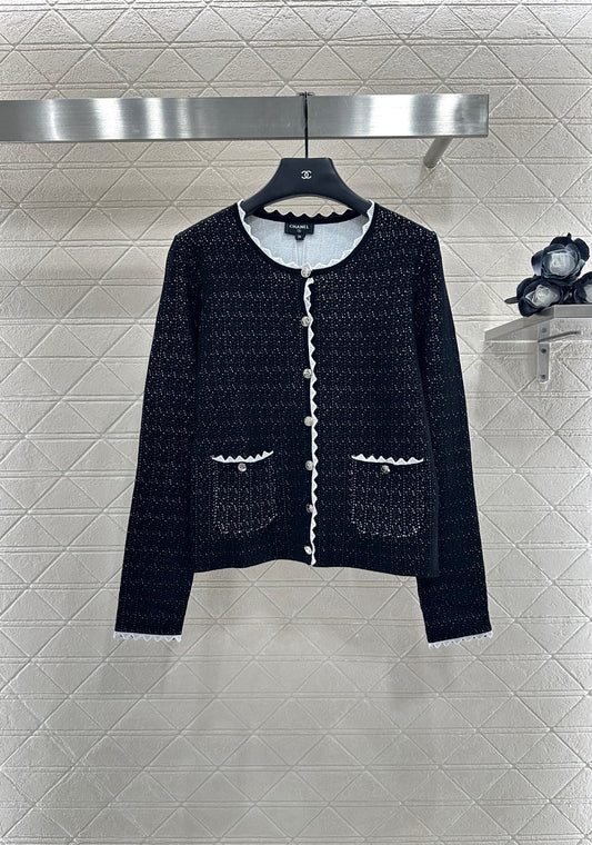 25fw new contrast color knitted cardigan
