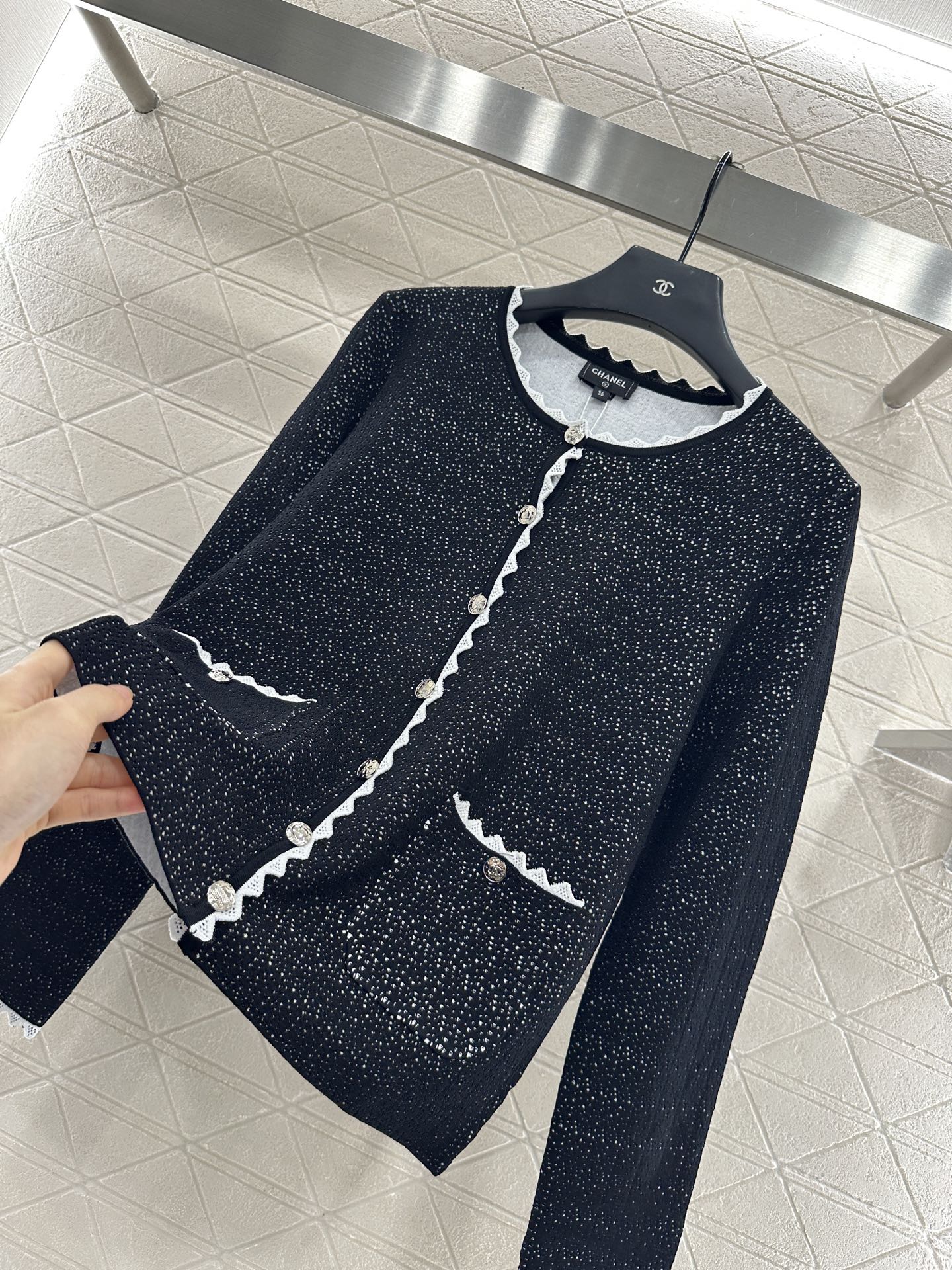 25fw new contrast color knitted cardigan