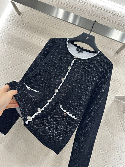 25fw new contrast color knitted cardigan