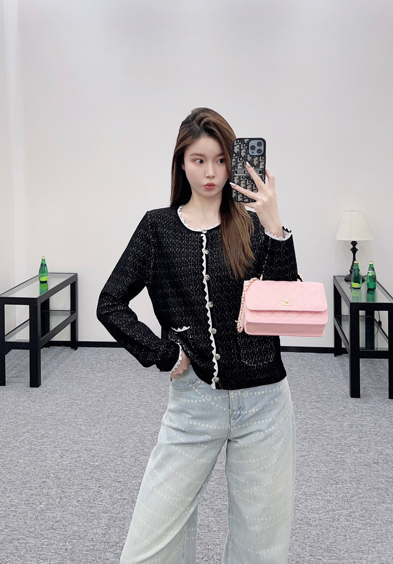 25fw new contrast color knitted cardigan