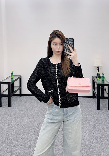 25fw new contrast color knitted cardigan